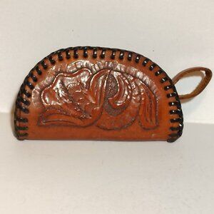 Hand Tooled Leather Coin Purse Floral Western Cowboy